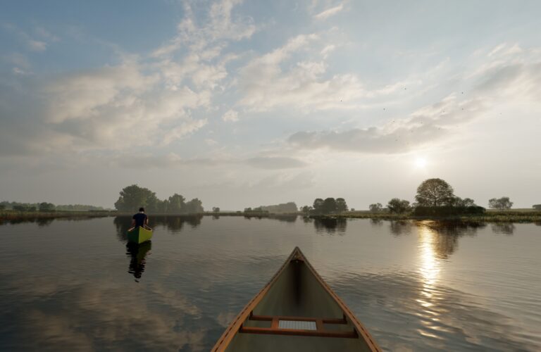 Visualisatie kano over meander de Waarden